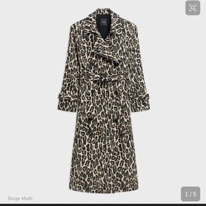 Theory NWT Medium Leopard Print Wool Trench Coat